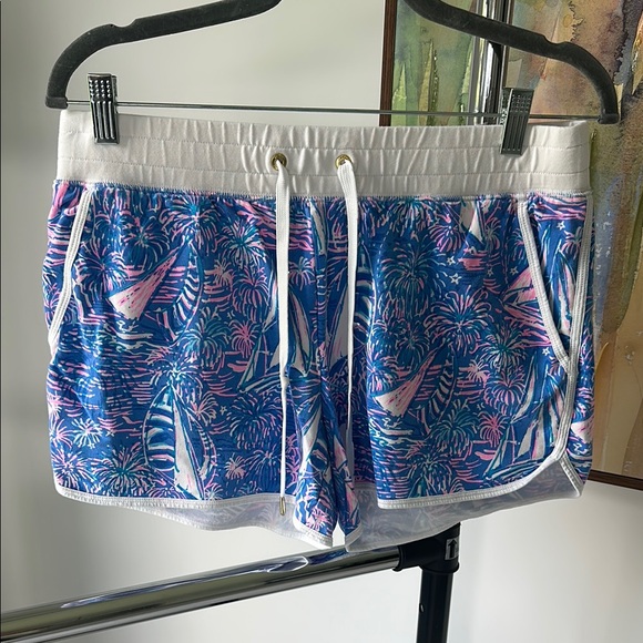 Lilly Pulitzer Pants - Lilly Pulitzer Blue and Pink Athletic Shorts with sailboat print